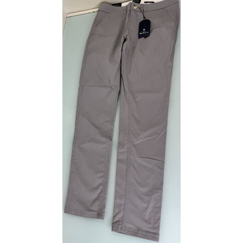 Ben Sherman Pants Mens 30X32 Slim Fit Stretch Gray Chino Flat Front New NWT